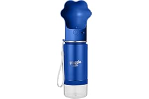 Waggle Bottle Stainless Steel Dog Travel Water Bottle, Vacuum Insulated Portable Dog Water Dispenser, Drink Cup and Snack Container On The Go, Outdoor Walking, Hiking, Travel (Cobalt)