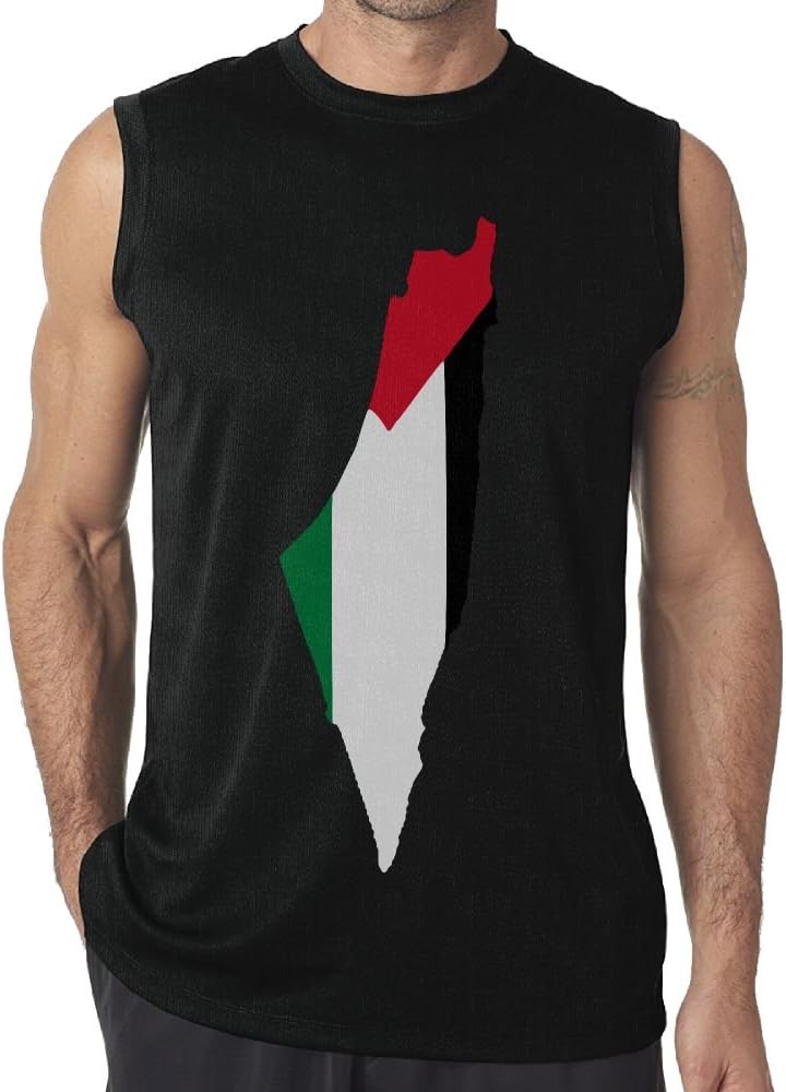 Men Flag Map of Palestine Muscle T-Shirts for Training