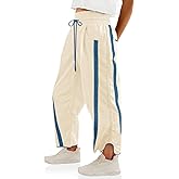 Putysenxi Sweat Pants for Womens Wide Leg Pant Casual Drawstring Elastic Waisted Striped Workout Track Pants with Pockets