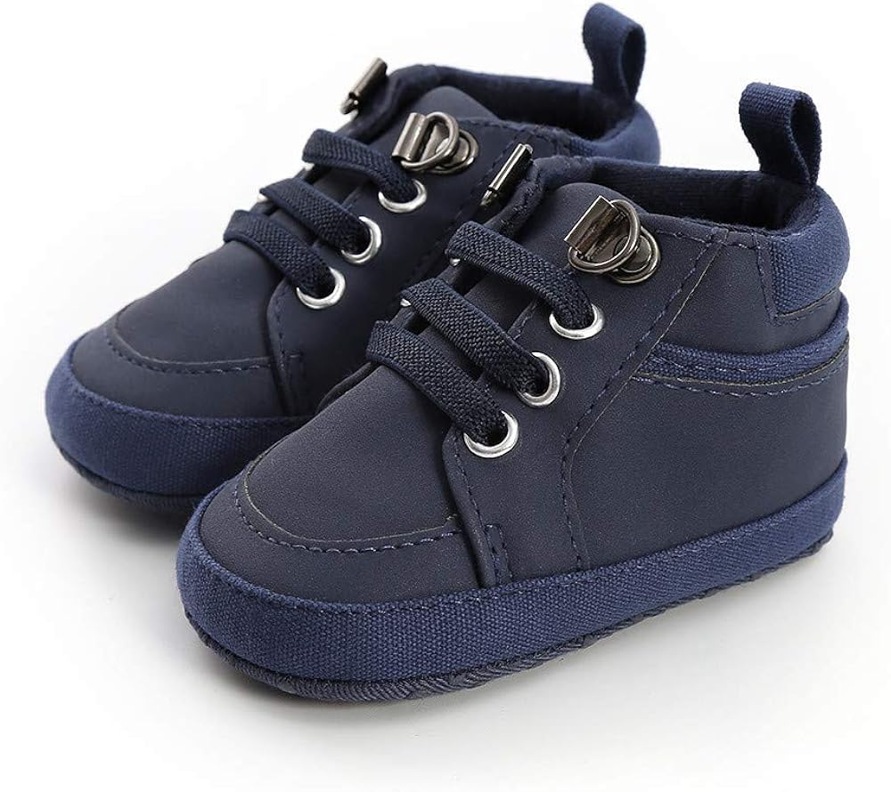  | Meckior Toddler Baby Boys Girls High Tops Ankle Sneakers Soft Anti-Slip Sole PU Leather Moccasins Infant Newborn Prewalker First Walking Crib Shoes | Sneakers