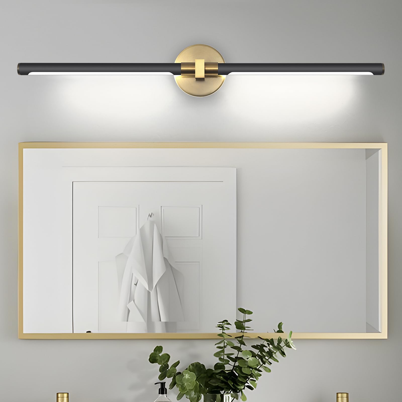 Photo 1 of 31" Bathroom Lighting Fixtures Over Mirror, 360° Rotatable Black Gold LED Vanity Lights for Bathroom,15W 4000K Modern Vanity light fixtures Bar Wall Sconce Lighting for Bedroom Hallway Entryway