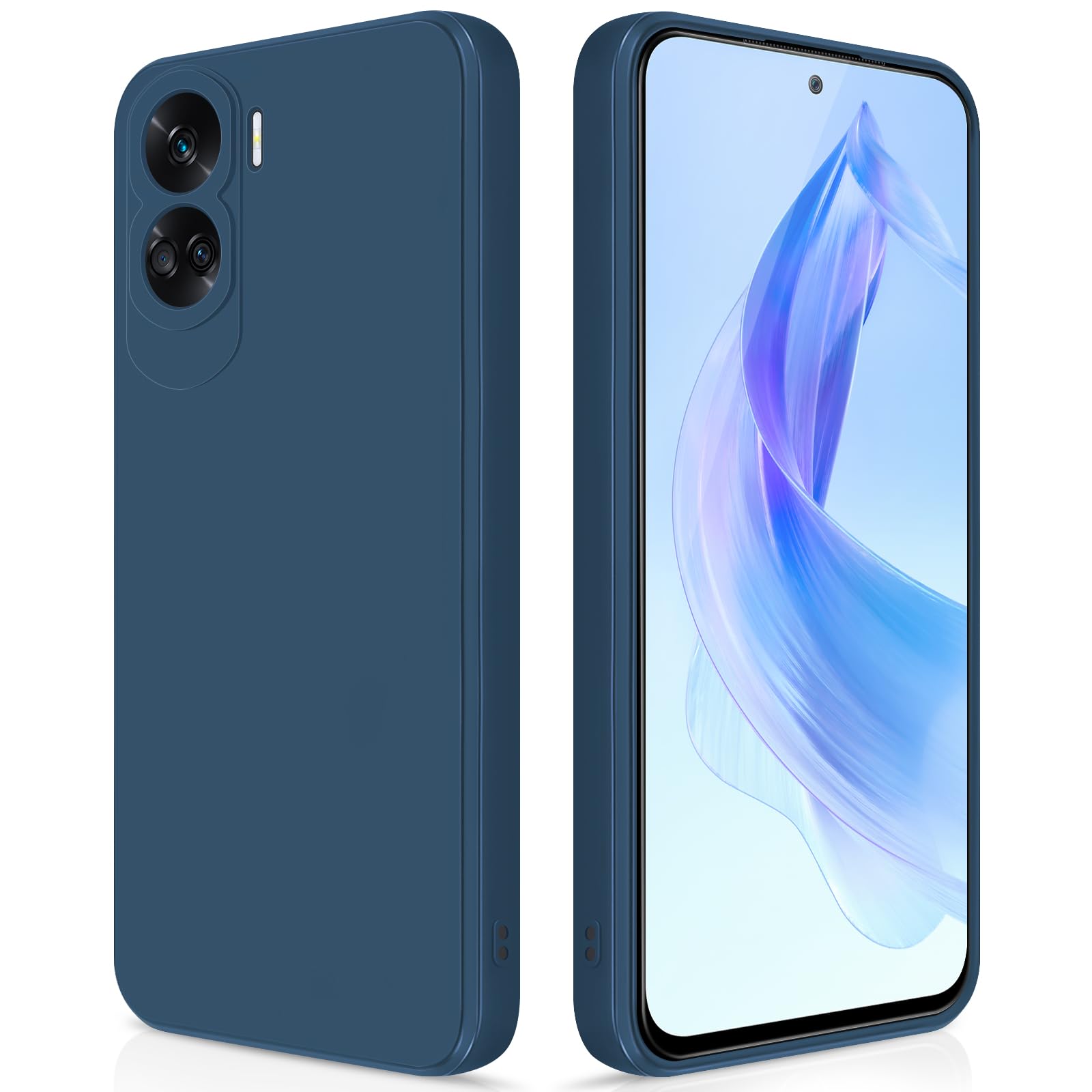 GiiYoon Case Compatible with Honor 90 Lite 5G, Silky-Soft Touch Full-Body Protective Phone Silicone Case, Shockproof Cover with Microfiber Lining, Blue — image 1