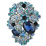 EVER FAITH Women's Austrian Crystal Orchid Teardrop Brooch Blue