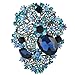 EVER FAITH Women's Austrian Crystal Orchid Teardrop Brooch Blue
