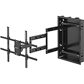 VIVO Black 50-75 in Recessed TV Wall Mount, MOUNT-REC01 | Sturdy Steel, LED LCD Television Mount, Articulating Full Motion in-Wall TV Bracket for Flush Installation, Holds 110 lbs