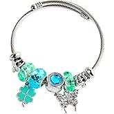 JASKFG Stainless Steel Cable Bracelet with Crystals, ys/m, Stainless Steel, Created Sapphire