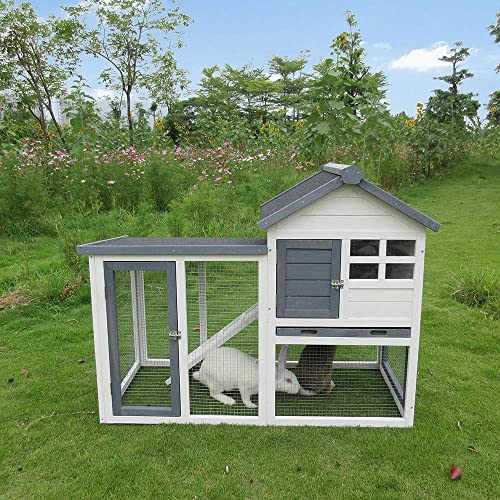 48''L Rabbit Hutch Indoor Outdoor Bunny Cage Rabbit Hutch Wood House