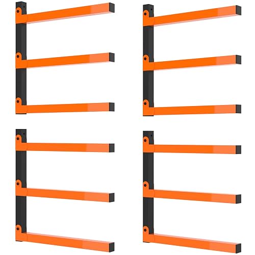 Wood Level Rack smusei 4 Pack Lumber Storage Rack 3 Level Wall Mount Wood Rack ...