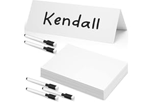 Seajan 100 Pcs Dry Erase Tent Cards 8.5" x 6" Reusable Name Cards White Table Name Sign Wedding Guest Tents Dry Erase Table Sign with 5 Black Markers for Classroom Workplace Wedding