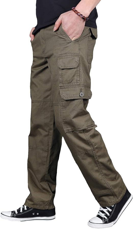 Buy TONCHENGSD Men's Cargo Pants with Elastic Waistband (Army Green, 30