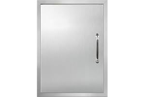 FORJAMINT Outdoor Kitchen Doors 17W x 23H Inch Stainless Steel Doors for Outdoor Kitchens, Single Access Doors Right Swing Access Cabinet Door with Handles, Flush Mount for Grilling Station