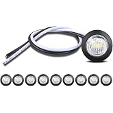 GOOACC 3/4 Inch Bullet Side Marker Light 10PCS White | Round Clearance LED Front Rear Indicator Light for Trailer Van Caravan Boat Truck RV Car Bus
