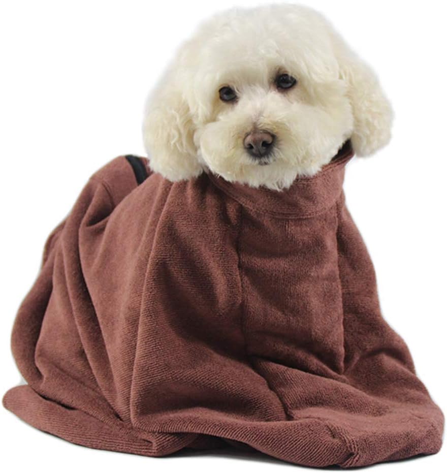 Pet Towel Dry Bag,Dog Fast Dry Bag, Fast Drying Bath Towels Super Absorbent Pet Cat Bath Robe Towel XS, Brown