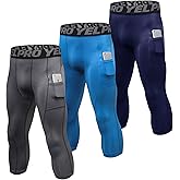 SPVISE 1 or 3 Pack 3/4 Compression Pants Men Athletic Gym Capri Leggings Running Tights Dry Fit Basketball Sports Base Layer
