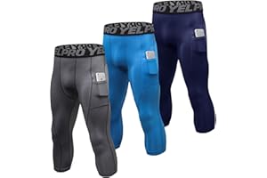 SPVISE 1 or 3 Pack 3/4 Compression Pants Men Athletic Gym Capri Leggings Running Tights Dry Fit Basketball Sports Base Layer
