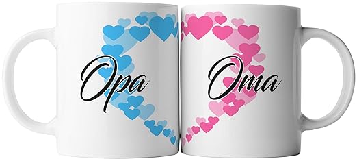 ghostee Tasse 2er Set - Oma & Opa Paar Geschenk, Aufdruck:Bunt