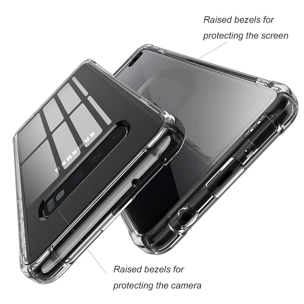 Galaxy S10+ Plus Clear Case 6.4 Inch (2019), Reinforced Corner Protective Bumper case, Soft Slim TPU Silicone Cover for Samsung Galaxy S10+ Phone