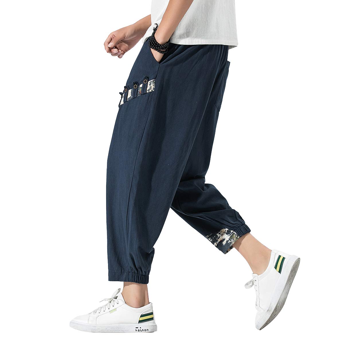 PRIJOUHE Men's Jogger Pants Slim Fit Casual Daily Dressing Jogging Trouser Elastic Waist Drawstring