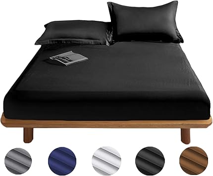 Amazon ボックスシーツ 柔らかな触感 抗菌防臭 吸水速乾 マットレスカバー ベッドシーツ ベッドカバー 着脱簡単 快眠 優れた弾力性 縮まない 全周ゴム付き 洗い可能 04 ブラック 160 0cm クイーン ボックスシーツ オンライン通販