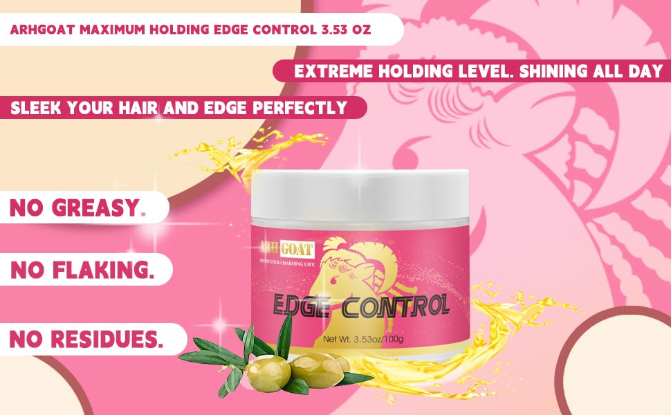 ARHGOAT Edge Control Wax for Women Non Flaking Strong Hold Long Lasting Perfect Edge Smoother Edge Tamer with Aloe Vera 3.53 Ounces