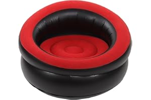 Aramox Inflatable Flocking Air Sofa Chair, Portable Indoor Lounger for Living Room Bedroom Office Travel Red