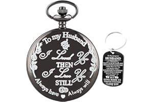 Udaney to My Husband Gifts for Wedding Husband for Him Wedding Aniversary Gifts，Engraved Pocket Watch with Box for Men