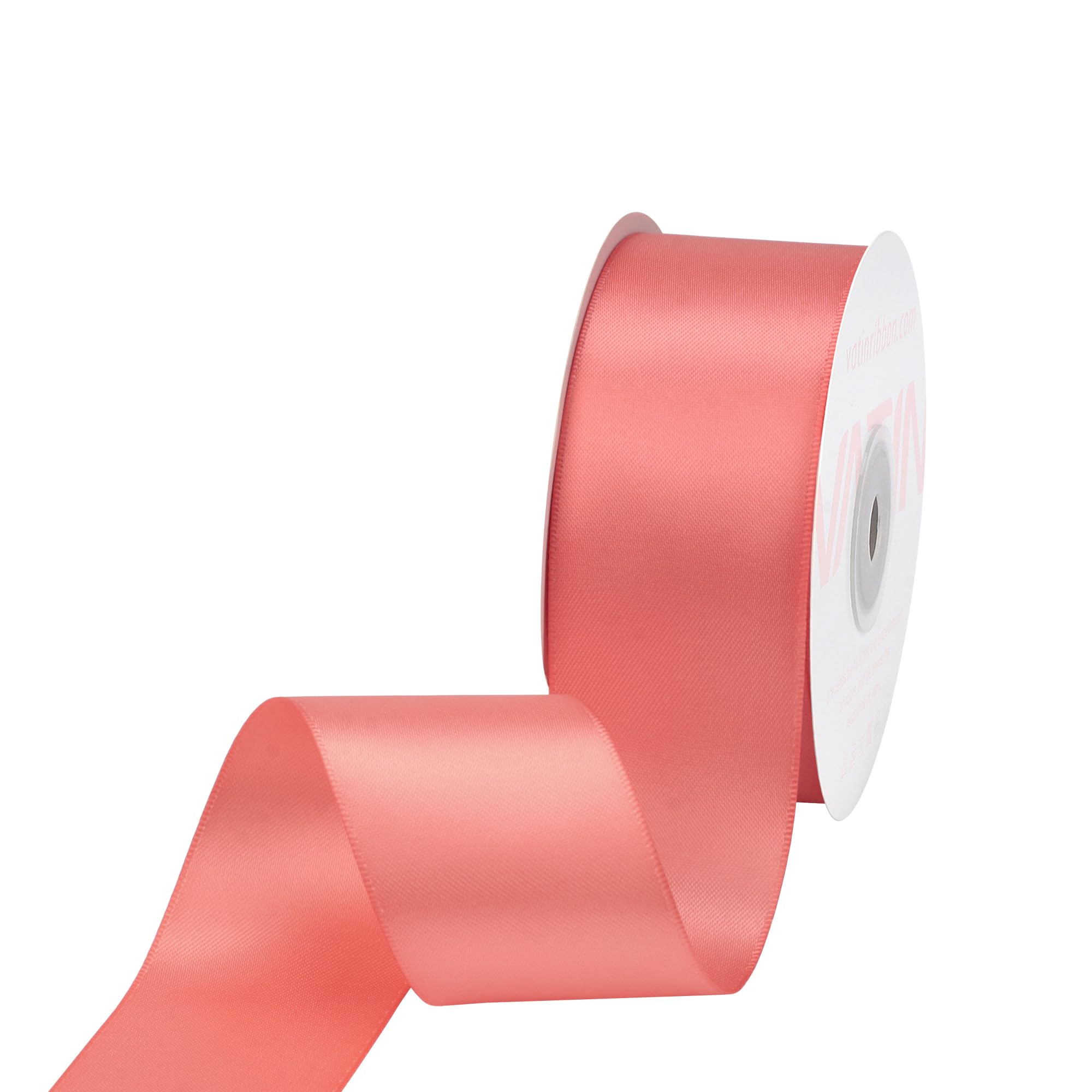 VATIN 38mm inches Wide Double Faced Polyester Light Coral Satin Ribbon Continuous Ribbon- 23 Metre, Perfect for Wedding, Gift Wrapping, Bow Making& Other Projects