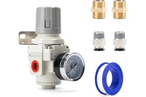 EBEIZZI 3/8" NPT Air Pressure Regulator | Air Regulator for Compressor|Air Compressor Regulator |Air Drying System |150 psi Steel-Protected Gauge
