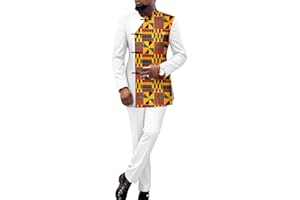 SEA&ALP African Suits for Men Classic Fashion 2 Piece Set Dashiki Party Wedding Evening Slim Fit Outfits