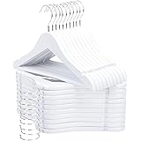 FairyHaus Kids Hangers 20 Pack 12.8 Inch, Solid Wooden Baby Hangers for Closet, Anti-Rust 360° Swivel Hook, Notches & Smooth 