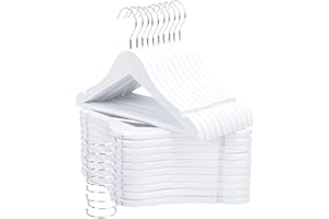 FairyHaus Kids Wooden Hangers 20 Pack, 12.8 Inch White Solid Baby Wood Hangers for Closet, Anti-Rust 360 Swivel Hook, Notches & Smooth Finish, Durable & Strong for Children's Clothes