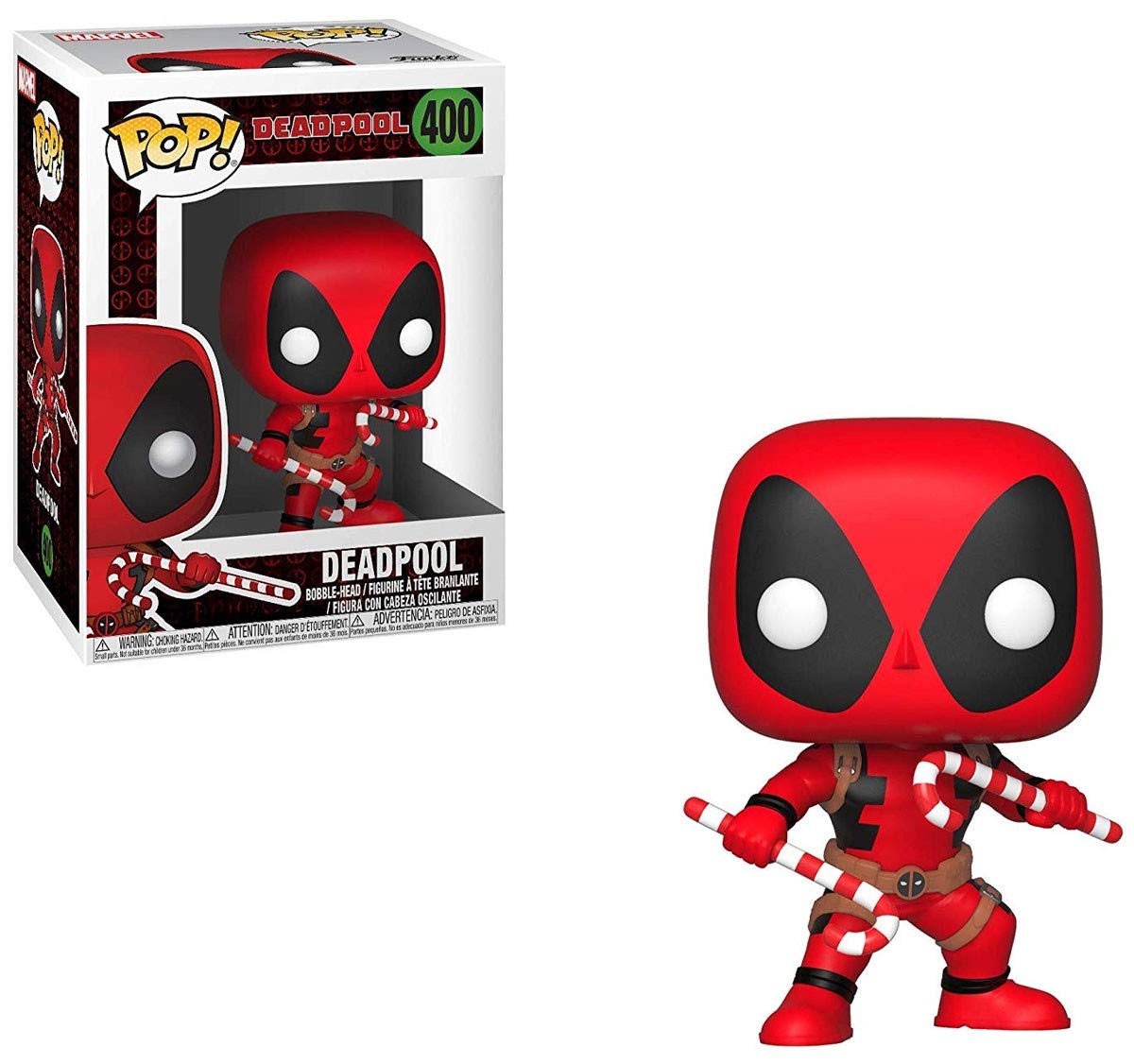 Funko POP! Bobble: Marvel: Holiday Deadpool With Candy Canes - Collectable Vinyl Figure - Gift Idea - Official Merchandise - Toys for Kids & Adults - Comic Books Fans - Model Figure for Collectors