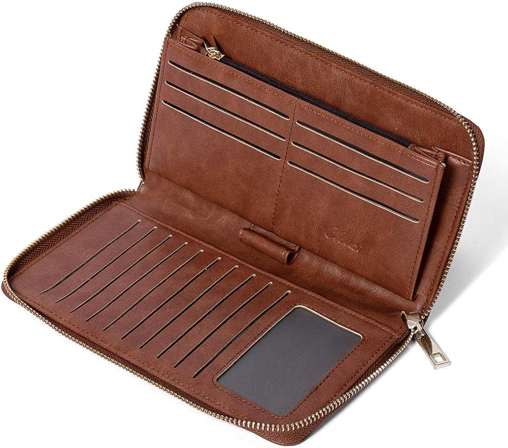 CLUCI Women Wallet Large Leather Designer Zip Around Card