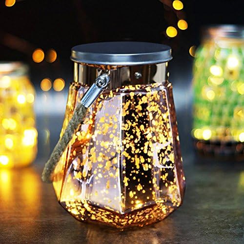 HOME MOST 5.5" Tall Hanging Mason Jar Lights Battery Operated (Rose Dodecagon Jar, 5hr Timer) - Mason Jars with Lights Inside Decorative Glass Jars with Lids - Home Decorations for Living Room Tables