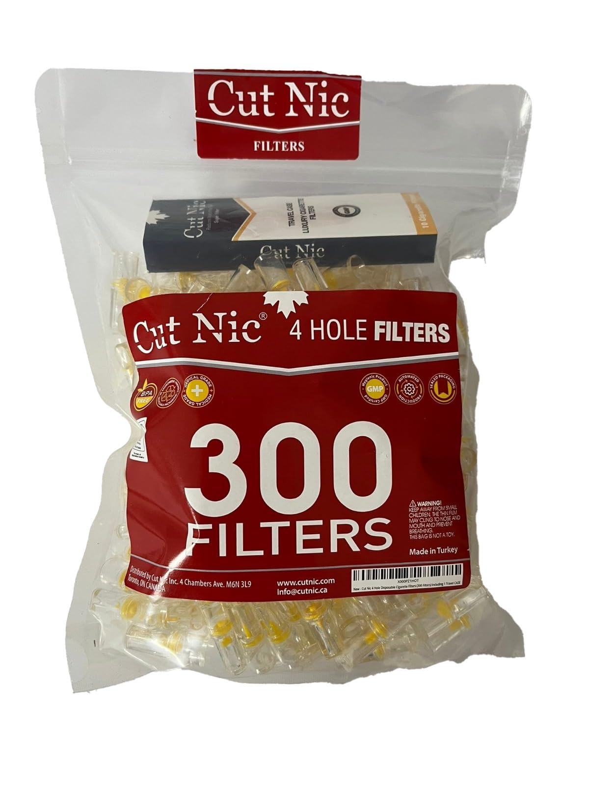 Cut-Nic 4 HOLE Disposable Cigarette Filters - Bulk Economy Pack (300 Per Pack) Filter Tips
