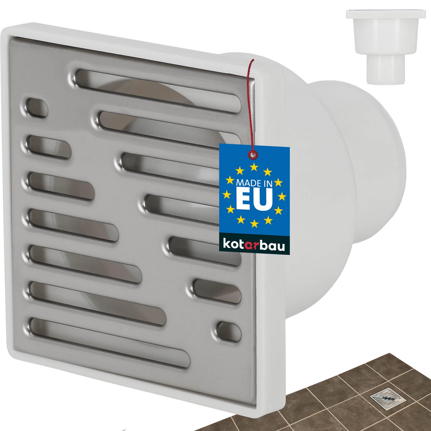 KOTARBAU® Floor Drain 50mm Drain Grid Stainless Steel Square Shower Drain Shower Drain Floor Gutter White 100x100mm