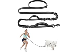 HEELAY 9.8ft Hands Free Dog Leash with Bungee/Dual Padded Handles/Reflective Threading,Dual Adjustable Crossbody Dog Leash for Jogging/Running/Walking/Driving with Car Seatbelt,30-90 lbs