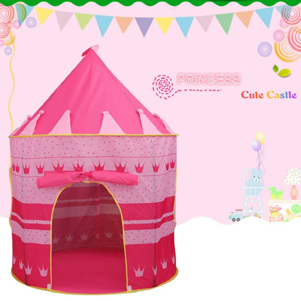Hippih Indoor/Outdoor Little Princess Castle Play Tent for Girls, Promotes Early Learning, Social Bonding and Imaginative Play (Pink)