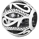 EMOSTAR Evil Eye Charms fits European Charm Bracelet, Antique 925 Sterling Silver Eye of Horus Symbol of Amulet Beads with CZ, Gift for Halloween/Christmas