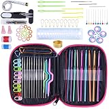 KOKNIT Crochet Hook Set 100pcs with Yarn Knitting Needles Sewing Tools Full Set Knit Gauge Scissors Stitch Holders DIY Craft Tools
