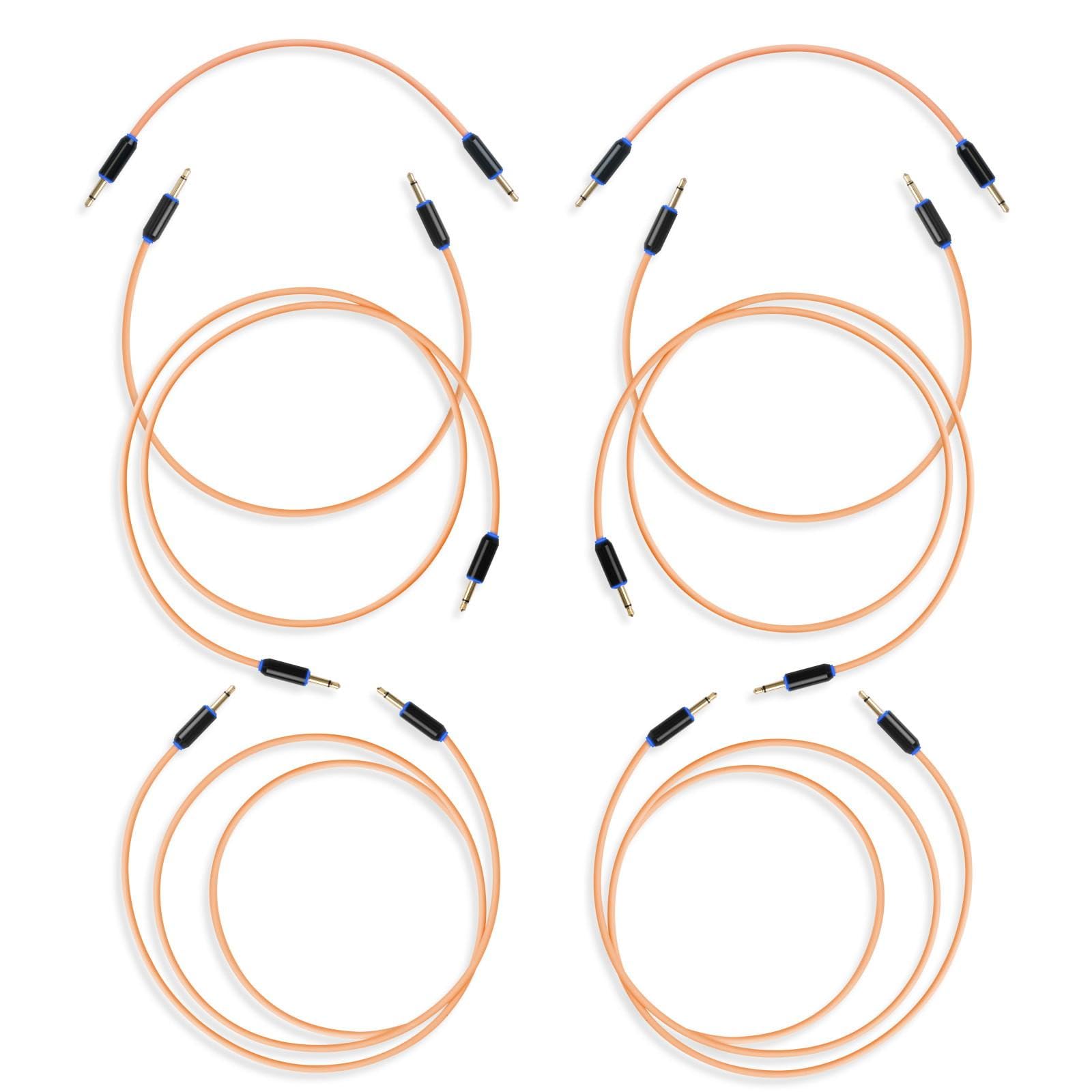 MyVolts Candycords Halo LED patch cables 8-pack, straight mini mono jack to straight mini mono jack, 2x15cm 2x30cm 2x50cm 2x80cm, Sunset Peach