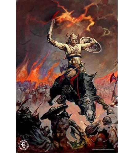 Frank Frazetta 'The Silver Warrior' Canvas Print - Wall Art Decor Picture 60x80cm No Frame - View #8