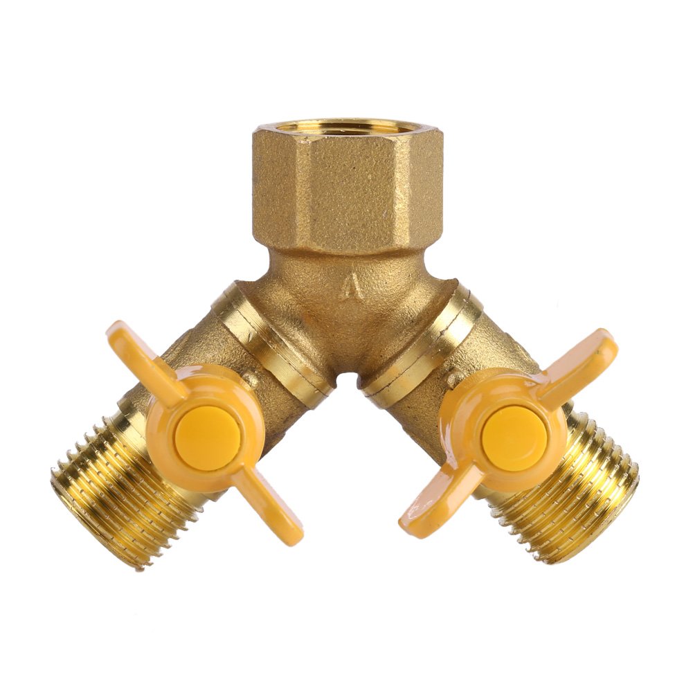 Asixx Double Tap Connector, G1/2 Brass Garden Irrigation Tap Adapter or 2 Way Double Tap Hose Adapter, Dual Faucet Connector for Lawn and Garden