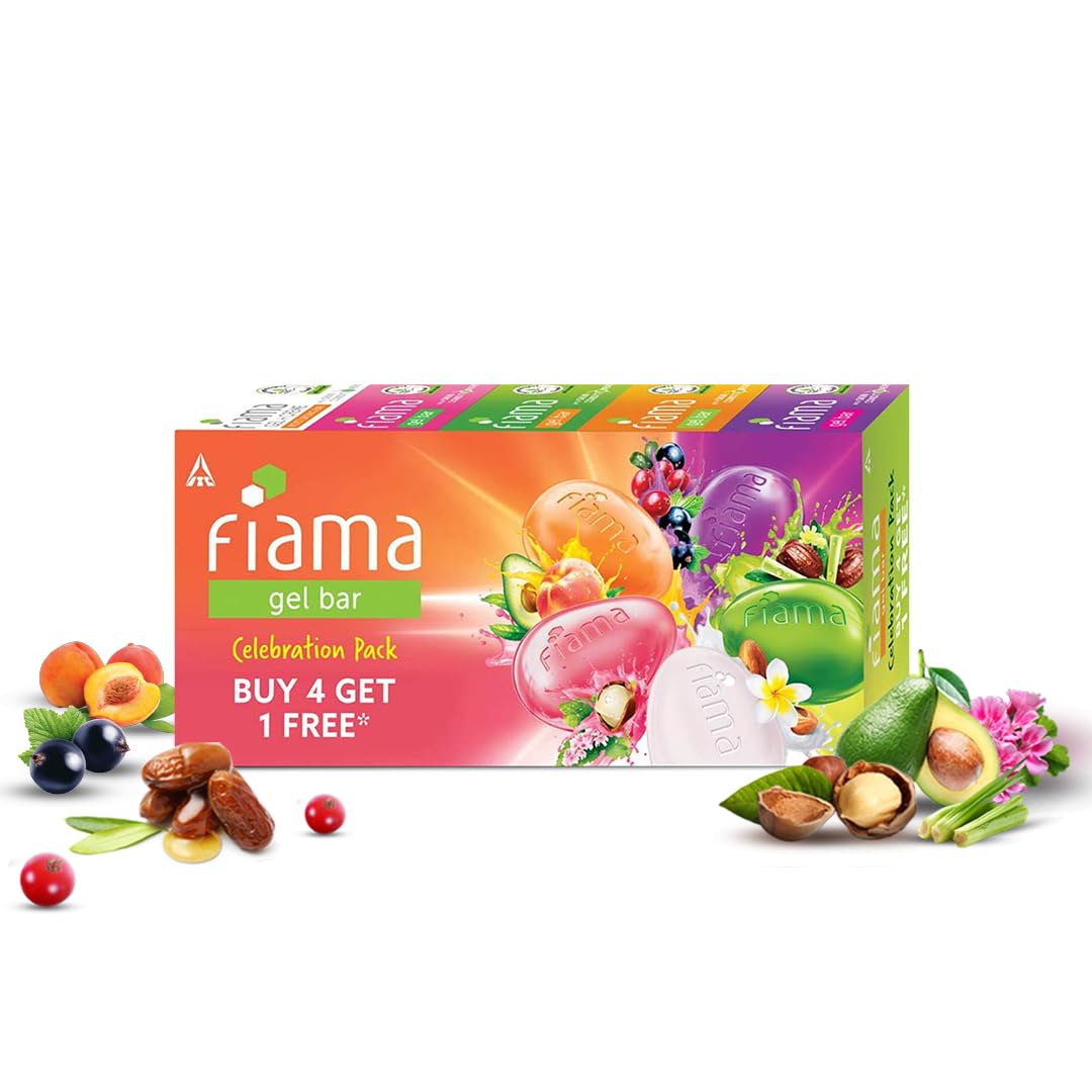 Fiama Gel Bar Celebration Pack with 5 Unique Gel Bars, 125g (Buy 4 get 1 Free)