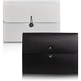Nicfaec Expanding File Folder with 13 Pockets,Polypropylene, 12.99" x 9.45" x 1.1"for Work, School, Home, Office, Blackwhite(2Pack)