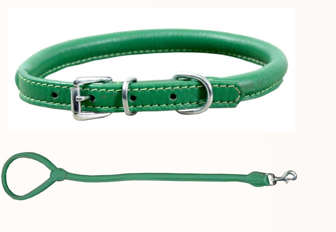 Soft Best Rolled Leather Dog Collar & Lead Medium 45 cm fits neck