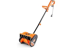 SuperHandy Electric Snow Thrower 120V Corded – 12 in. Width, 4 in. Depth, 20 ft. Throw Distance, Lightweight Plug-in Power Sh