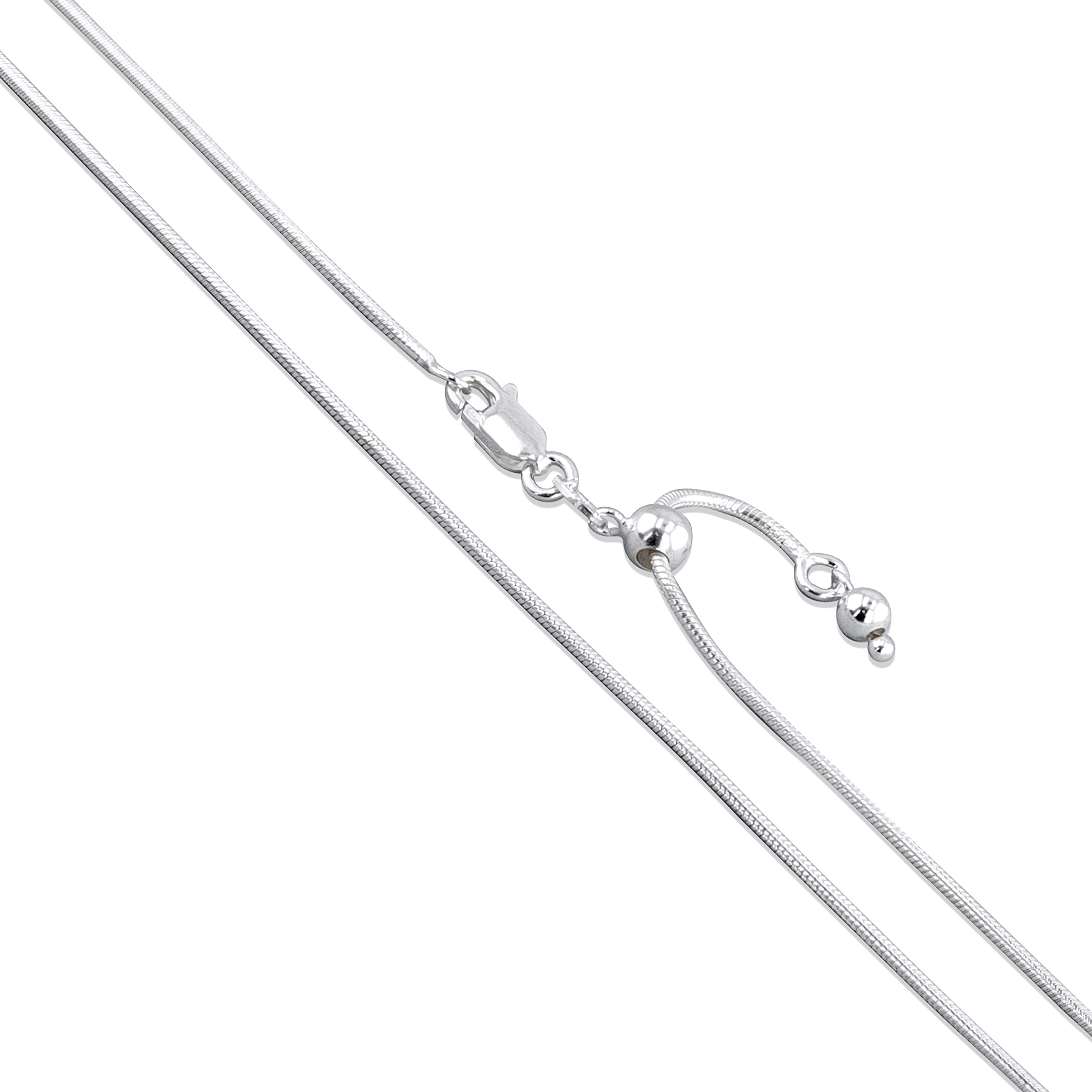 Sterling Silver Adjustable Magic Round Snake Chain