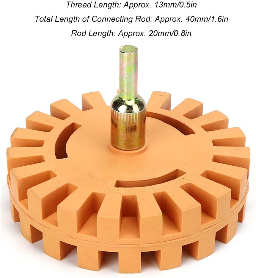 Rubber Eraser Wheel Sticker Removal Wheel, 4in Sticker Film Glue Remover, Pneumatic Decal Paint Cleaner Disc 25mm Diameter - Image 4