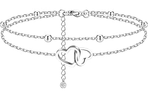 FIBO STEEL Stainless Steel Ankle Bracelet for Women Teens Cute Butterfly Sequin Infinity Cross Heart Evil Eye Pendant Layered Anklets Adjustable Foot Jewelry